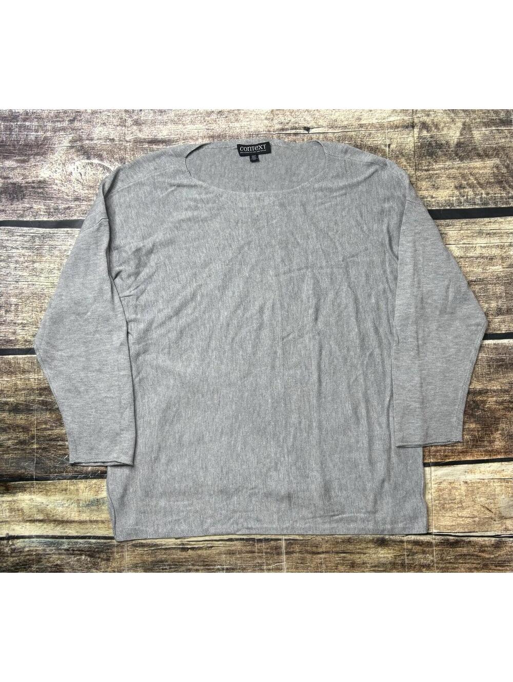 Lord & Taylor Context Sweater Womens 2XL Cashmere Blend Gray Pullover